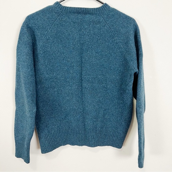 J. Crew Women’s Teal 100% Lambs Wool V-Neck Long Sleeve Pullover Sweater Sz S - Picture 6 of 8